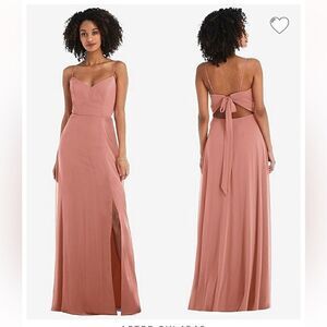 AFTER SIX TIE-BACK CUTOUT MAXI DRESS WITH FRONT SLIT IN DESERT ROSE SIZE O NWOT